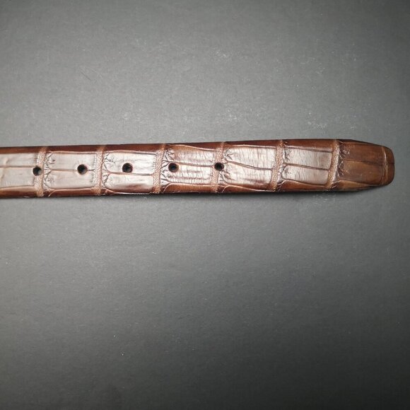 Florsheim Made in Italy Men's Size 30 Brown Croco Grain Italian Leather Belt - Picture 5 of 10